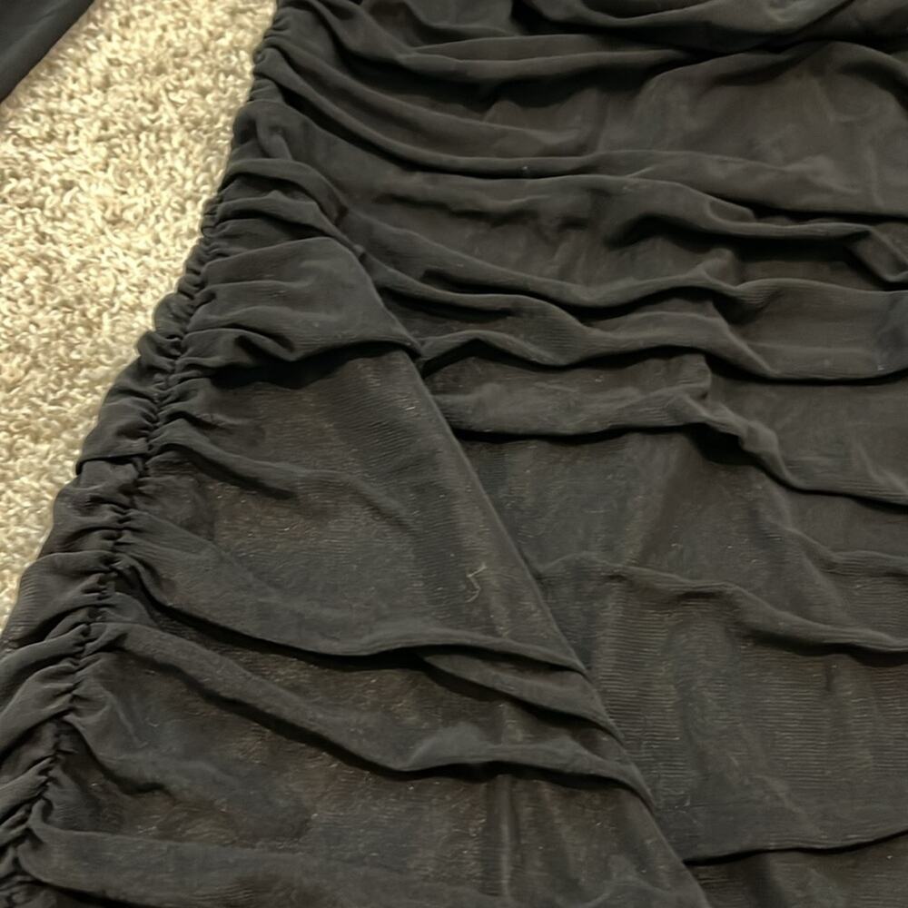 NEW Square Neck Long Sleeve Mini Ruched Bodycon Dress Stretch Cocktail Small S - Picture 15 of 16
